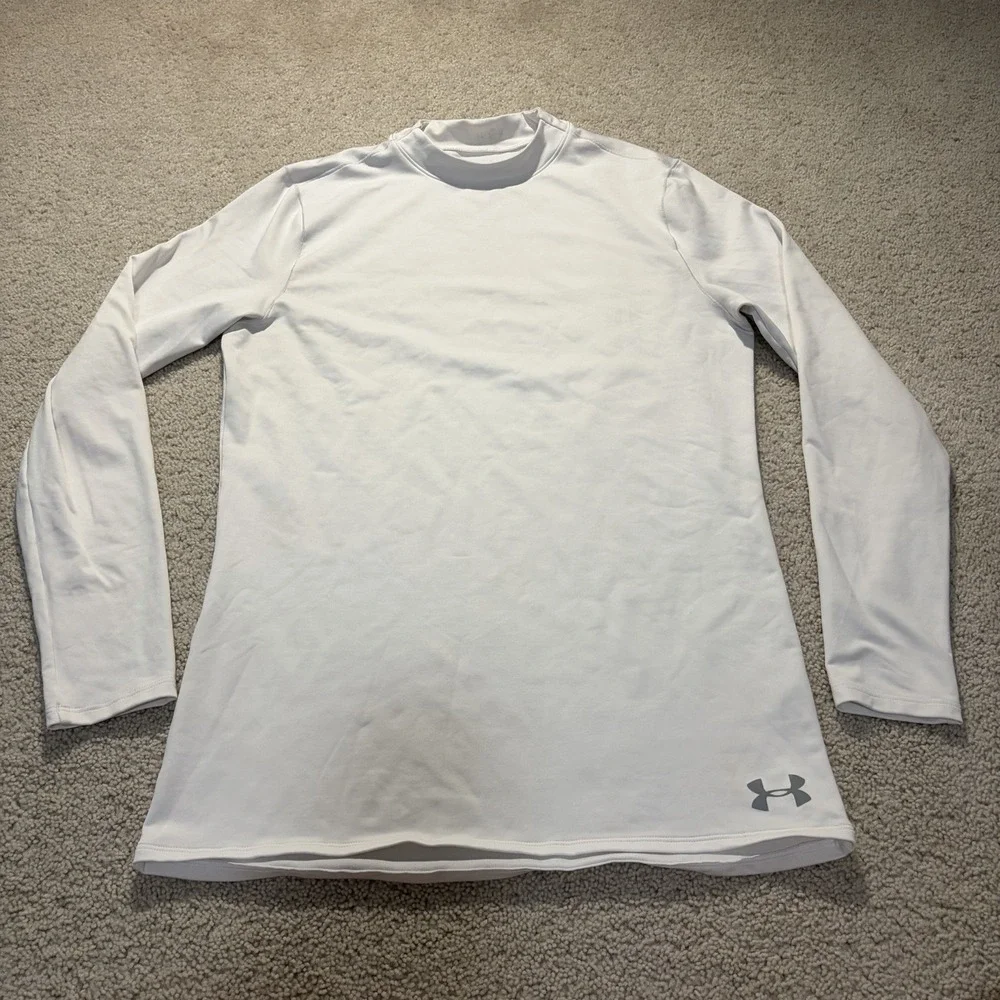 Under Armour Cold Gear Fitted Long Sleeve Shirt Men's Medium White Baselayer